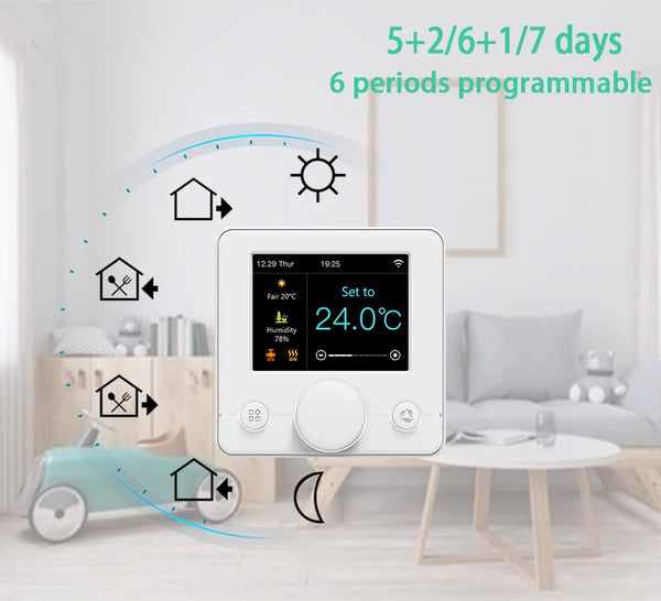 ឧបករណ៍កម្តៅឌីជីថលឆ្លាតវៃ WiFi Tuya សម្រាប់កំដៅក្រោមកម្រាលទឹក/ឡចំហាយអគ្គិសនី/ឡចំហាយឧស្ម័ន Alexa Google Home
