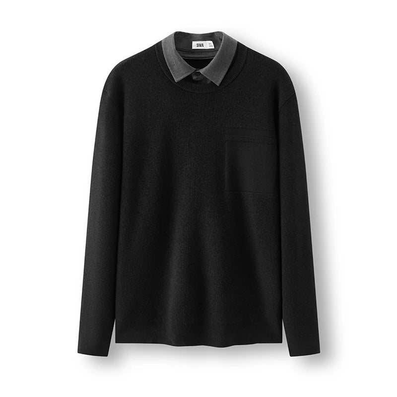 Semir Men Sweater Knit Texture Layered Look Everyday Style 2026 Winter Warm Knit Soft Touch Layering Wear Clean Silhouette