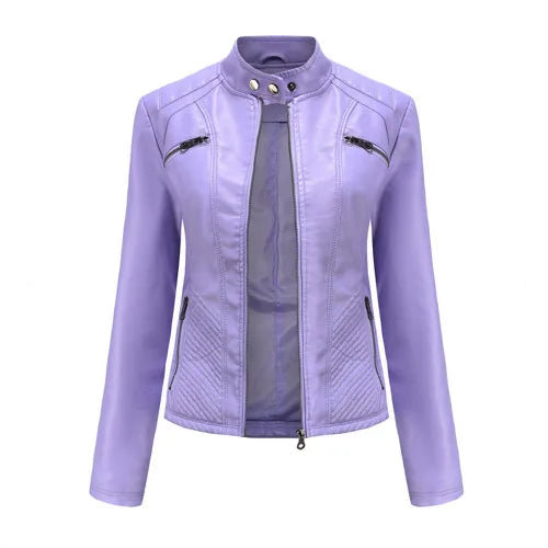 Women Leather Jacket, 2026 Autumn Spring Women's Moto Biker Zipper Jackets Red Black Apricot Coffee Coat Ladies Outerwear S-3XL