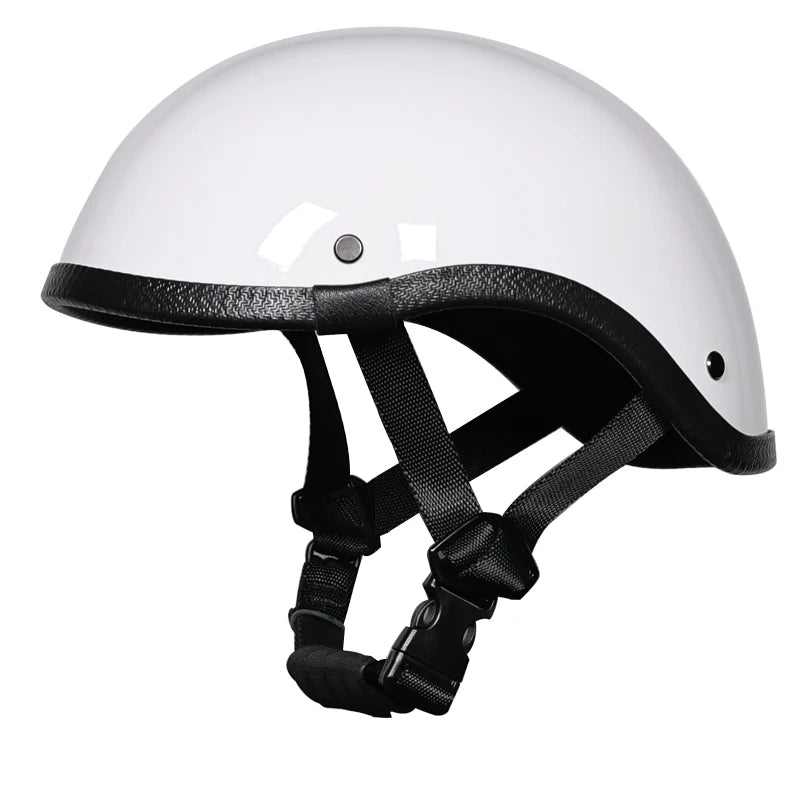 Vintage Motorcycle Cruiser Helmet Half Face German Helmet Motorcycle Helmet Bright Black Car-styling Safety Equipment