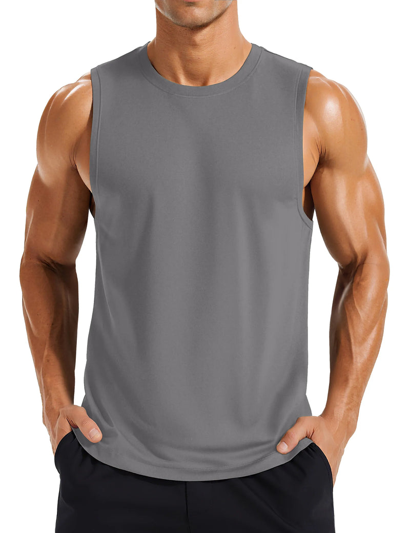 TACVASEN Summer Dry Fit Muscle Tank Tops Mens Workout Sleeveless Cut off Shirts Gym Fitness Bodybuilding Vest Athletic Tank Tops