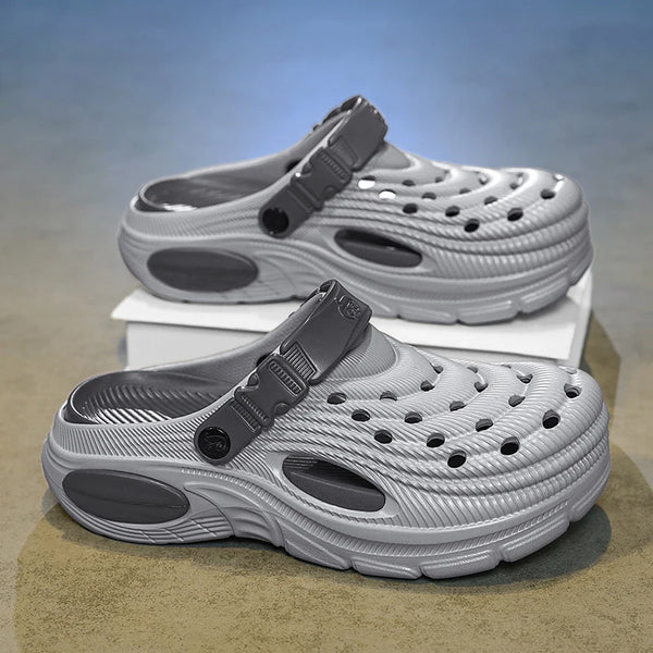 Summer Men Chunky Thick Sole Clogs EVA Breathable Hole Shoes Non Slip Outdoor Beach Garden Platform Sandals Two Wear Slippers