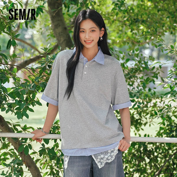 អាវប៉ូឡូបុរស Semir ឆ្នាំ ២០២៦ ក្លែងក្លាយពីរដុំ ប៉ាក់ប៊ូតុងពាក់កណ្តាល ទន់ ធម្មតា