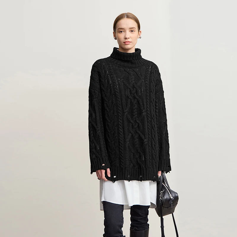 Amii Turtleneck Sweaters For Woman 2026 Winter New Warm Retro Long Sleeves Sweater Loose Pullover Knitting Women's Top 12544155