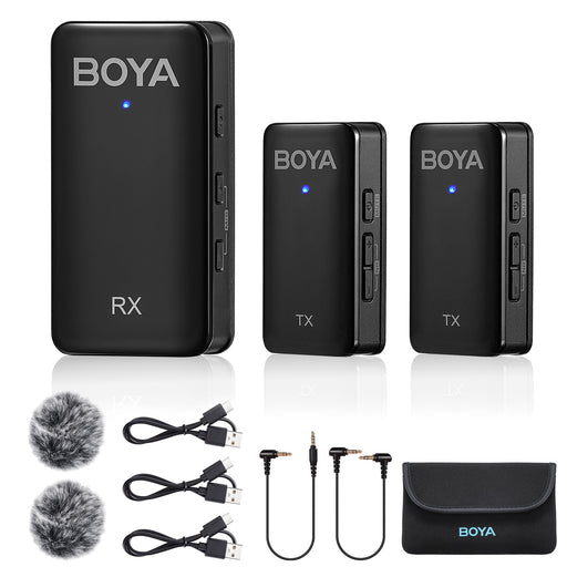 BOYA BY-WMic5 Wireless Lavalier Microphone Dual-Channel Lapel Clip Mic for iphone Camera Recording Vlog Live Streaming YouTube WMic5-M2.
