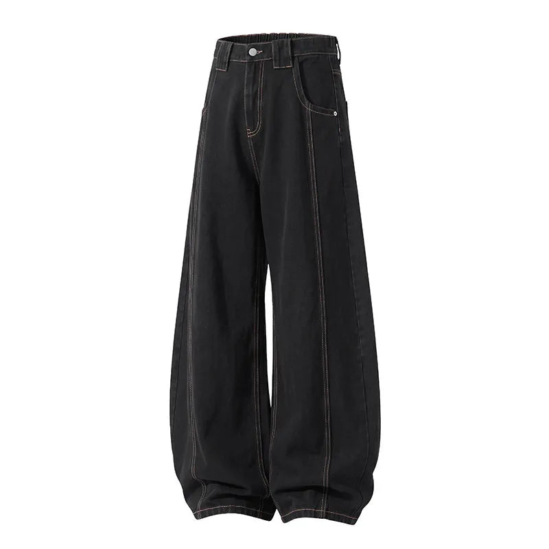Men's Blue Jeans for Fall, Black Denim Pants, Spring Stylish Casual Trousers, Asian Sizes.