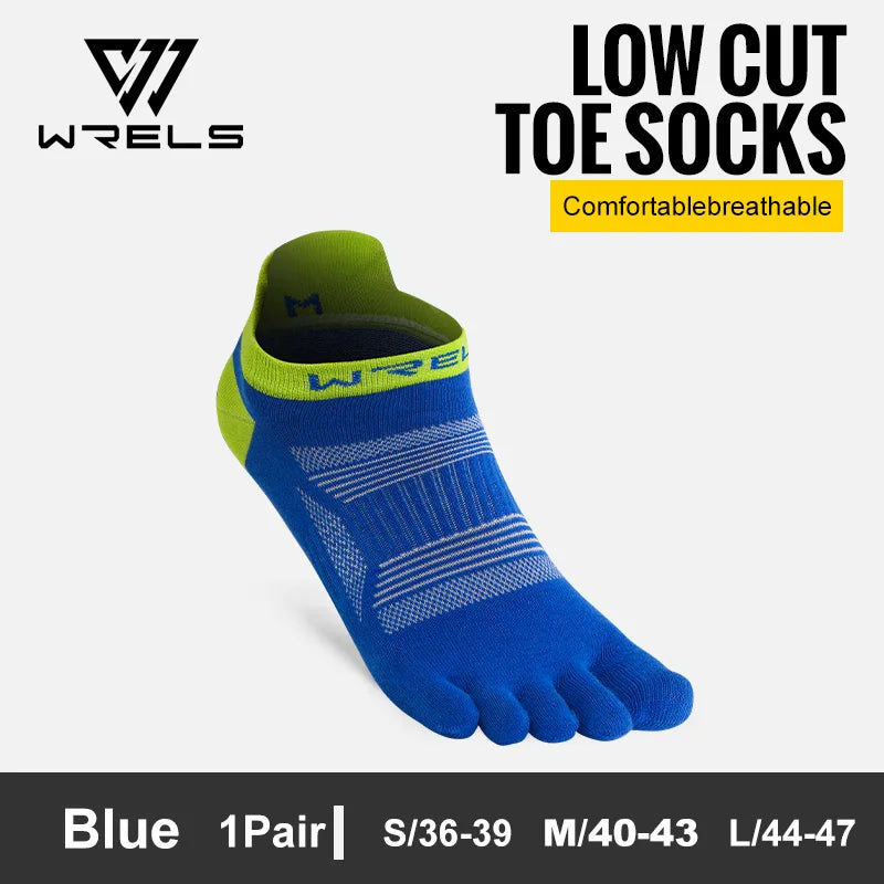 WRELS Toe Socks 5 Finger Athletic Running Low Cut Toe Socks for Men Women Moisture Wicking Quick-Dry Running Five Finger Socks