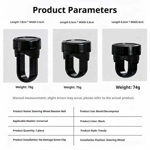 SEAMETAL Universal Car Steering Wheel Spinner Knob 360 Degree Rotation Labor-Saving Clip-on Steering Booster Ball Car Accessorie