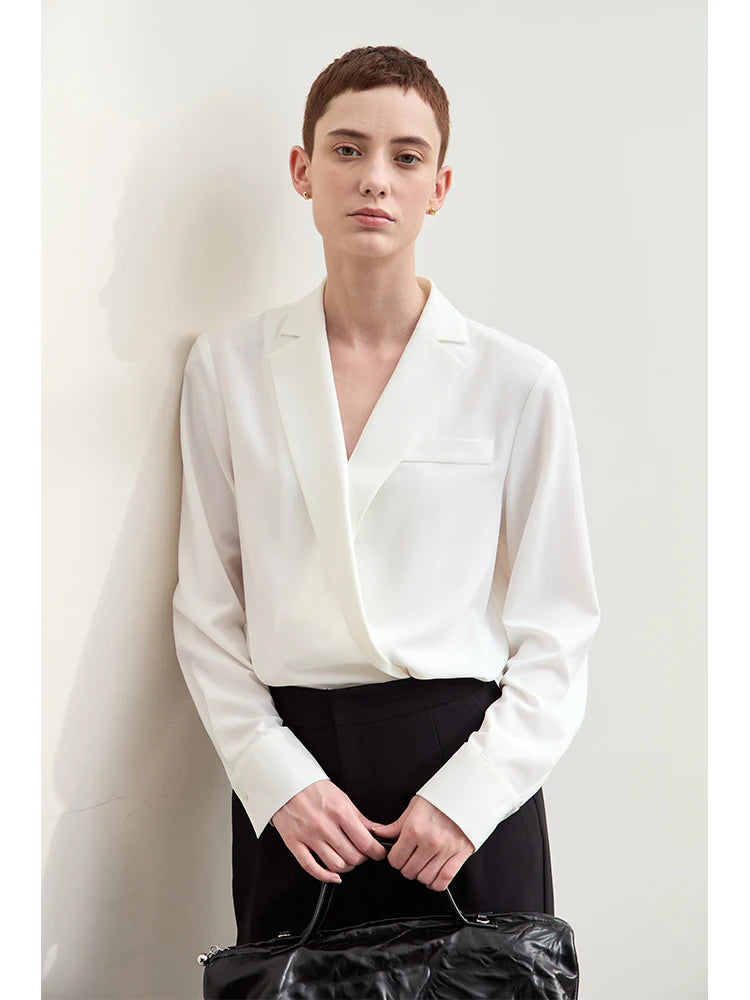 អាវ Amii Minimalism រដូវស្លឹកឈើជ្រុះថ្មីឆ្នាំ ២០២៦ សម្រាប់ស្ត្រីដៃវែងធ្វើការ Blazer កអាវរលុងអាវ Chiffon បារាំង Niche Top 12443087