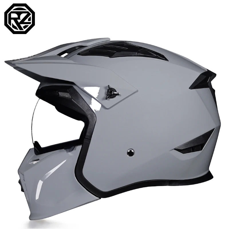 ORZ-163 Classic retro motorcycle full face helmet, detachable sun hat, Brim windproof lens, retro chopper helmet, DOT certified