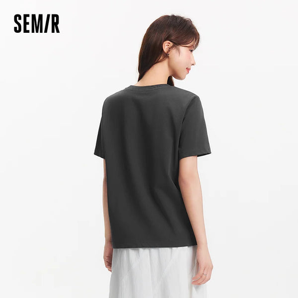អាវយឺតនារី Semir ឆ្នាំ ២០២៦ ប៉ាក់រូបឆ្កែ កប្បាសសុទ្ធ រលុង លំនាំគួរឲ្យស្រលាញ់ ស្ទីលធម្មតា ទន់ ពាក់ប្រចាំថ្ងៃ