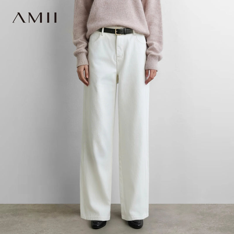 Amii Minimalist Women Jeans Loose Wide Leg Pants 2026 New Autumn Casual Cozy Breathable Cotton Commute Women's Pants 12623043