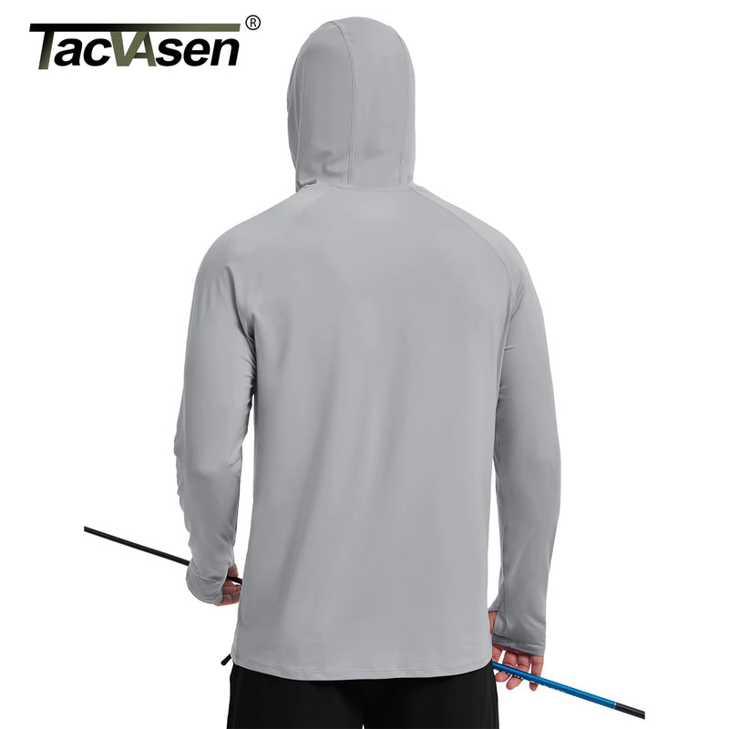 TACVASEN 1/4 Zip Hooded Shirts Mens UPF 50+ Sun Protection Running Surfing Athletic Shirt Lightweight Rash Guard Long Sleeve