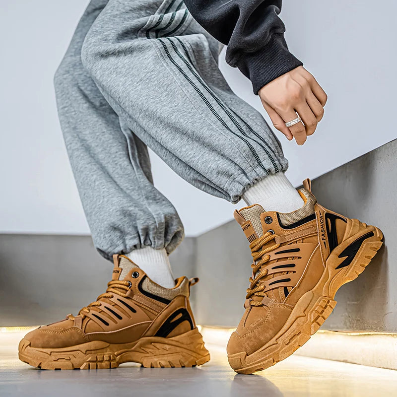 Men's boots four season comfort hiking tooling shoes soft sole anti-slip high-top casual boots fashion youth Joker outdoor boots