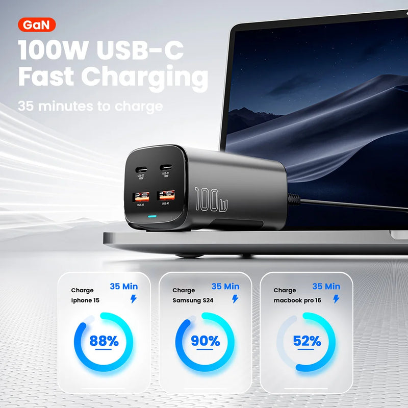 ឆ្នាំងសាក Essager 67W USB C GaN សម្រាប់កុំព្យូទ័រលើតុ Quick Charge3.0 PPS PD3.1 សាកថ្មលឿនសម្រាប់ MacBook Samsung iPhone 17 16 15 14 iPad Laptop