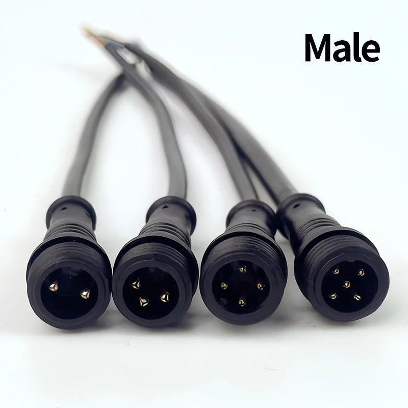 ឧបករណ៍ភ្ជាប់អាកាសចរណ៍ IP65 M12 បន្ទះម៉ោនចំនួន 10 ដុំ មានខ្សែភ្ជាប់ជាមុនសម្រាប់បុរស និងស្ត្រី 2P 3P 4P 5Pin ឧបករណ៍ភ្ជាប់អគ្គិសនីការពារទឹក