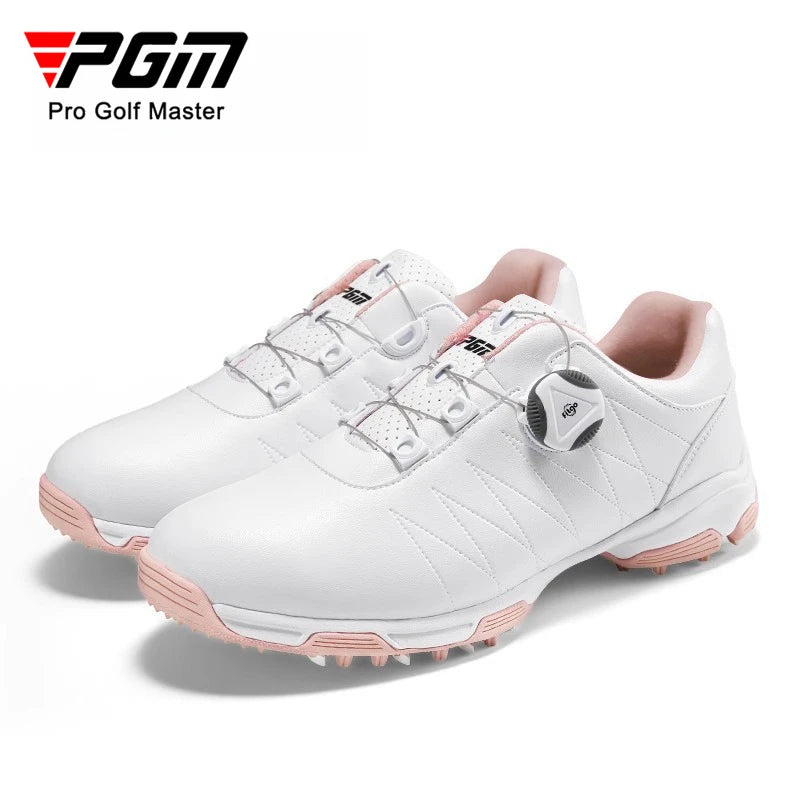 PGM Golf Shoes Women's Waterproof Sports Shoes Knob Buckle Lace Anti Slip Sole XZ082