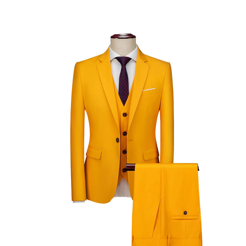 2026 Men's Grass Green Suit Three-Piece, Wedding,Party,Business,Interview Menswear,Red,Black,Blue,Purple,Yellow Asian Size Sets