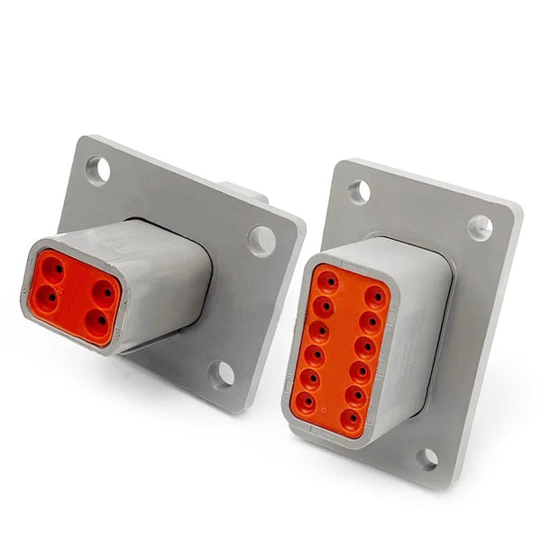 ឧបករណ៍ភ្ជាប់ការពារទឹក Deutsch DT04/DT06 ជាមួយនឹងគែមថេរ DT04-2P/4P/6P/8P/12P និង DT06-2S ឌុយឈ្មោល/ញី សម្រាប់ឡានដឹកទំនិញ កសិកម្ម