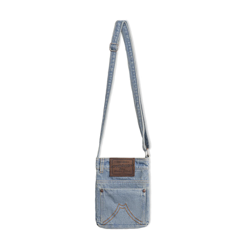 Maden Vintage Washed Blue Denim Crossbody Bag Unisex Canvas Messenger Bag Commuter Shoulder Tote & Coin Purse for Daily Use