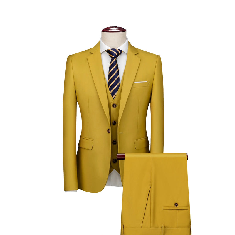 2026 Men's Grass Green Suit Three-Piece, Wedding,Party,Business,Interview Menswear,Red,Black,Blue,Purple,Yellow Asian Size Sets