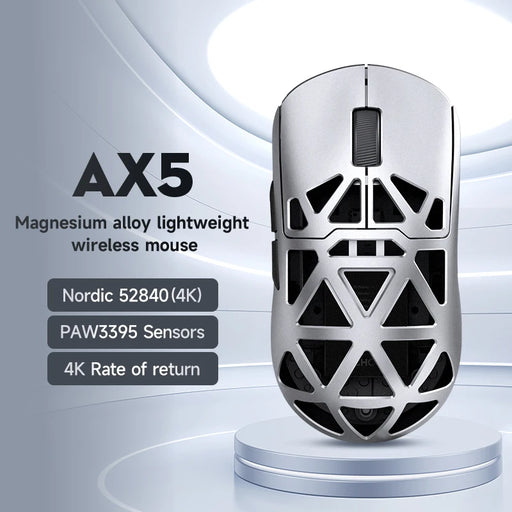Mchose AX5 Magnesium alloy Wireless Mouse Paw3395 Sensor Nordic 52840 8K Chip three-mode Fps Gaming Mouse 49g Office Mouse AX5 PRO 1
