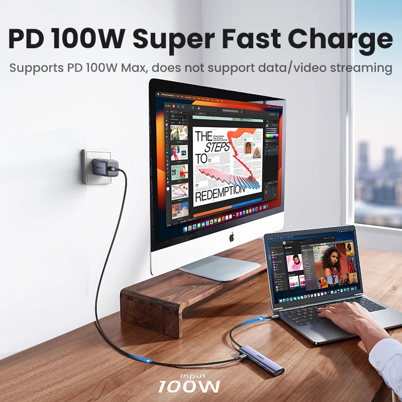 UGREEN USB C HUB Type C 3.1 to HDMI 4K SD TF PD 100W Adapter For Macbook iPad Pro Air M2 M1 PC Accessories 5Gbps USB C 3.0 HUB
