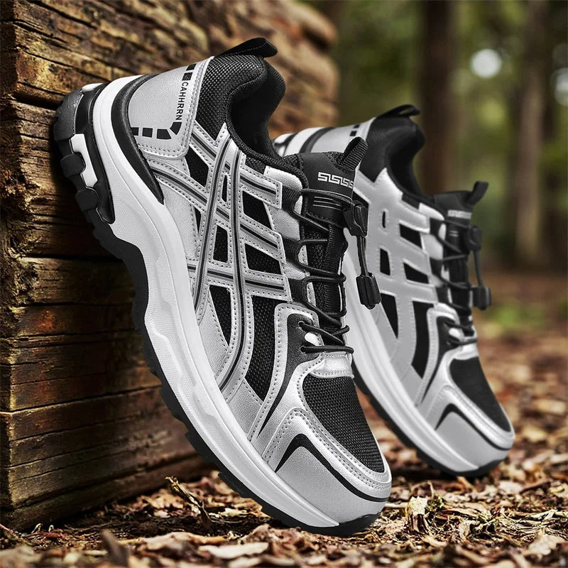 Mens Walking Shoes 2025 New Lace Up Mesh Breathable Wear-resistant Outdoor Sports Four Season Sports Leisure Sneakers for Men