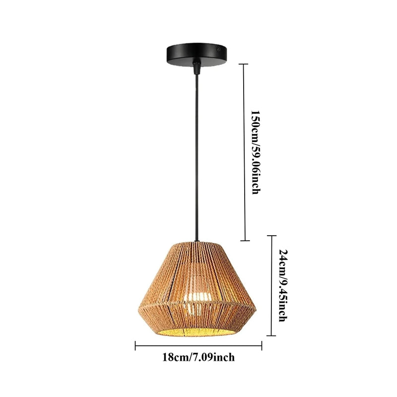 JOYINLED 3-Lights Handmade Pendant Lamp Boho Natural Rattan Ceiling Hanging Light Fixture Living Room Home Decor LED Chandelier