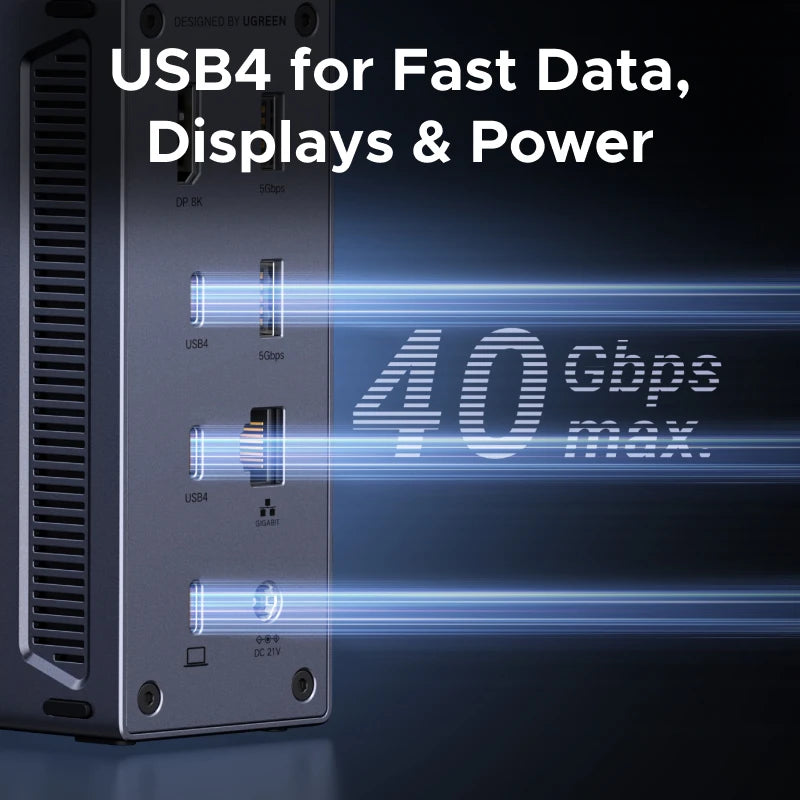 UGREEN USB4 Docking Station 40Gbps USB C HUB 8K60Hz DP2.1 20Gbps USB-C 10Gbps USB-C&A RJ45 SD/TF 3.5mm for MacBook HP Dell XPS