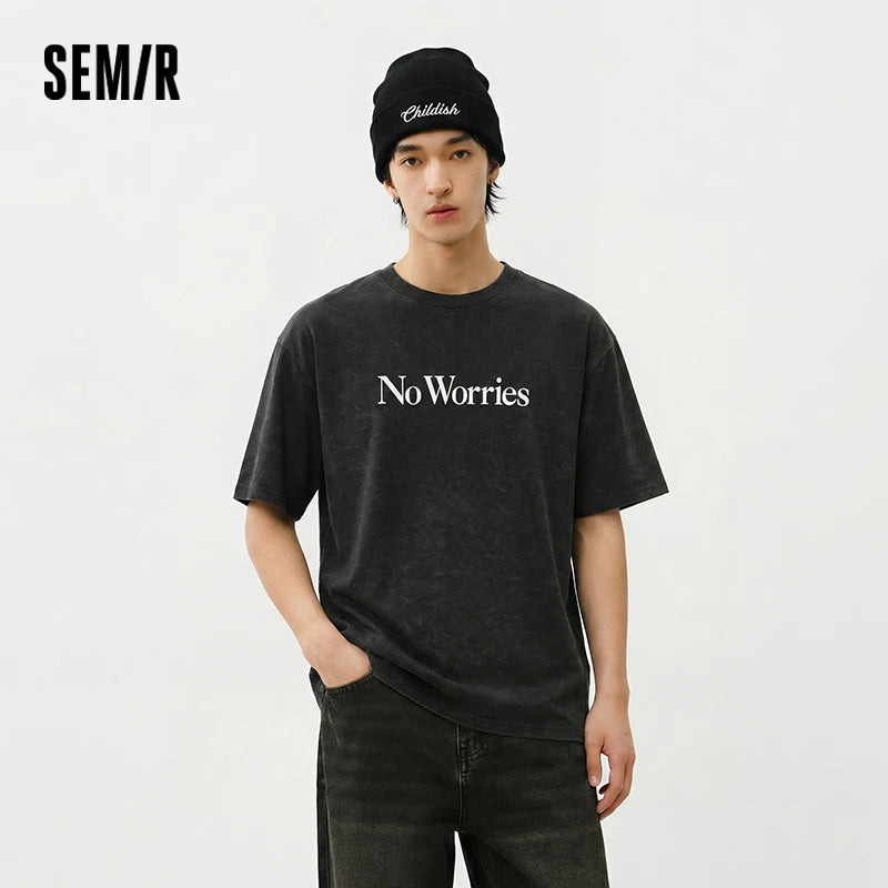 Semir Mens Tshirt 2026 Batik All Over Printed Loose Crew Neck Knitted Pure Cotton Trendy Casual