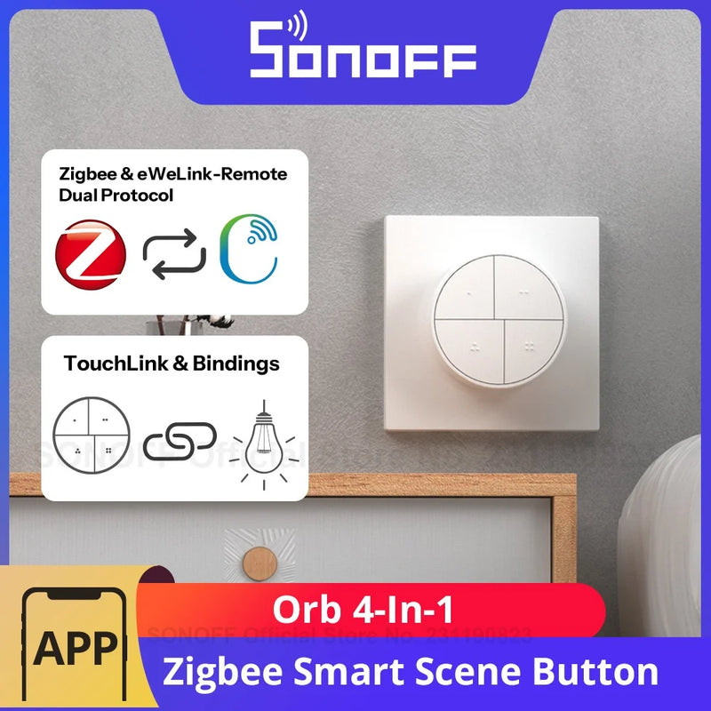 SONOFF Orb 4-In-1 Zigbee Smart Scene Button Split Magnetic Design Zigbee & eWeLink-Remote Dual Protocol Multiple Trigger Actions
