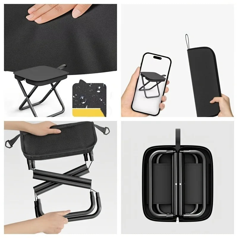 1pc Heavy Duty Foldable Stool Holds 120kg Anti-Collapse Carbon Steel Oxford Seat Camping Fishing Beach Hiking,camping stool