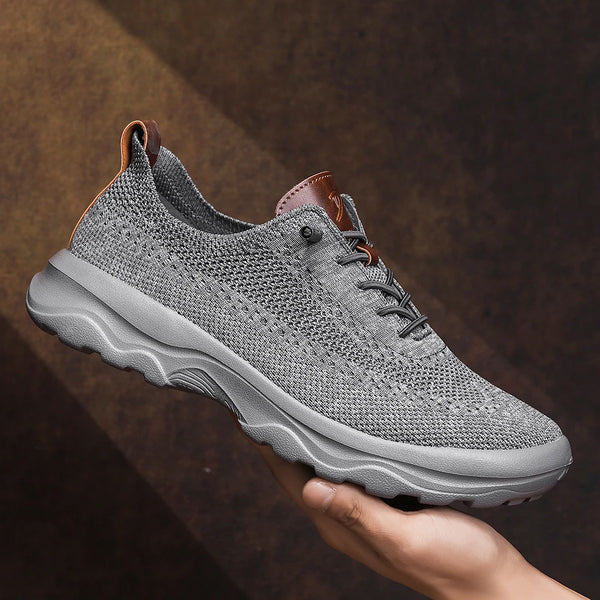 Men's Breathable Walking Sneakers Lightweight Cushion Sole Casual Shoes Elastic Lace Slip On Athletic Shoes for Outdoor Travel