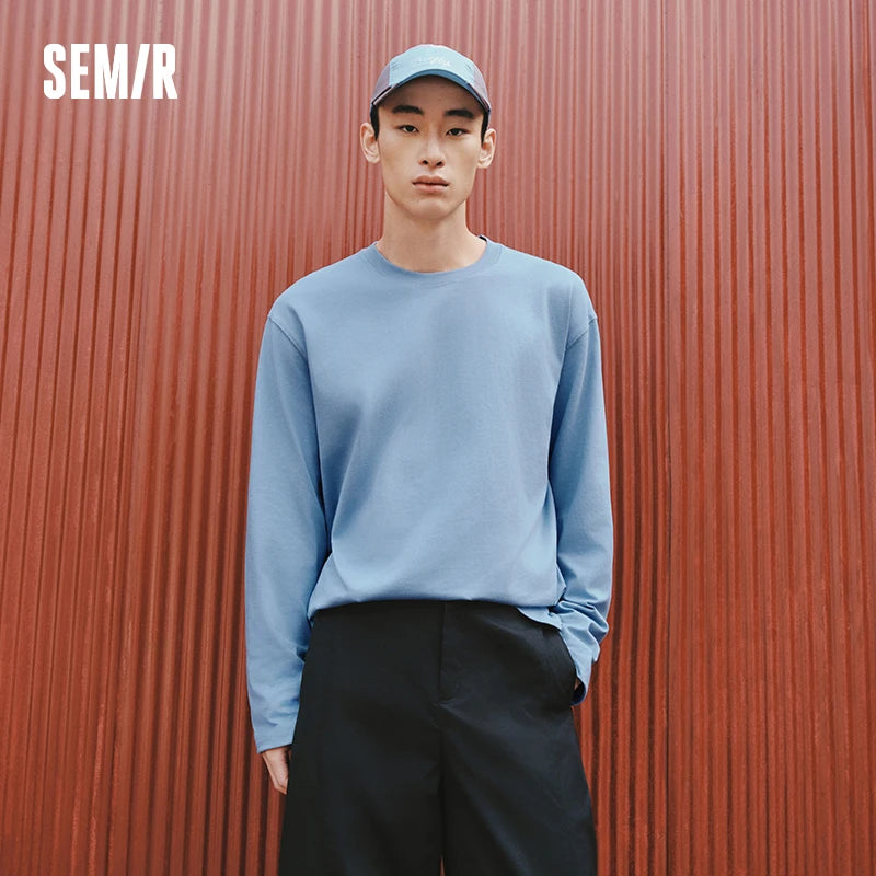 Semir Versatile Tshirt Unisex 2026 Spring Autumn Cotton White Basic Inner Layer Casual Couple Style Daily Wear Top