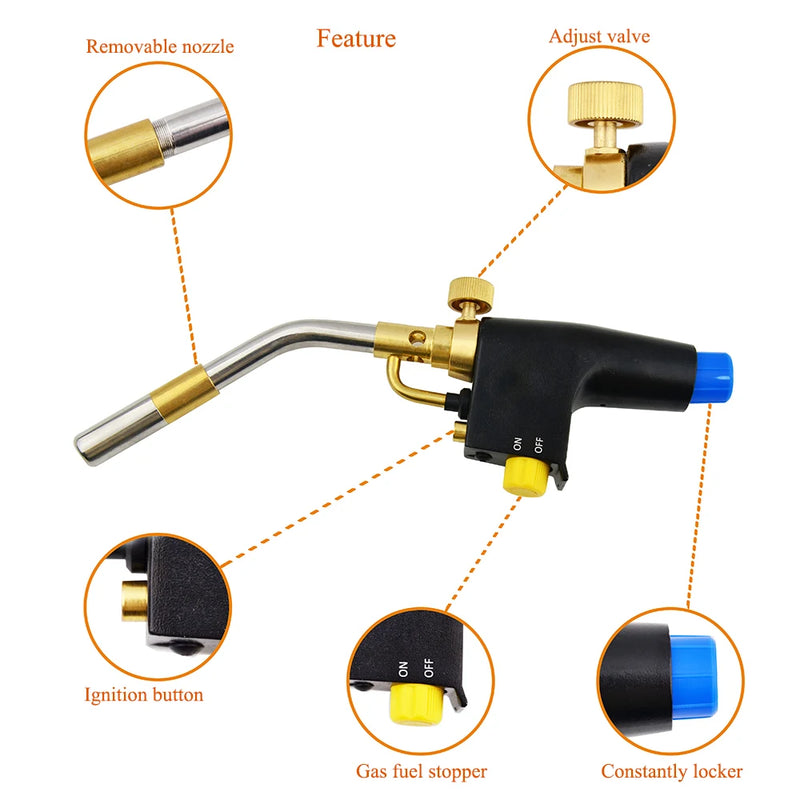MAPP Propane Gas Welding Torches Plumbing Blow Torch Soldering Tool Brass Flame Gun Brazing Quick Fire Solder Burner