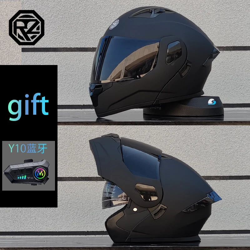 ORZ Motorcycle Helmet Modular Flip Helmet Dual Lens Full Helmet Comes with Bluetooth Earphones Model 103