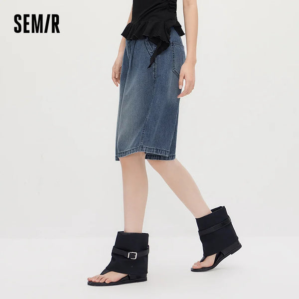 ខោ Semir សម្រាប់នារី ខោ Denim ត្រជាក់ស្រួល រលុង ទាន់សម័យ ស្លីម ប្រវែងជង្គង់ រដូវក្ដៅ 2026 ស្ទីលធម្មតា ស្ទីលតាមដងផ្លូវ