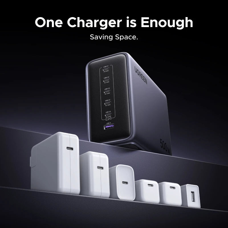【WORLD FIRST】UGREEN 500W GaN Charger PD 3.1 240W Max Single Port 6 IN 1 Desktop Charging Station For MacBook Laptop iPad iPhone