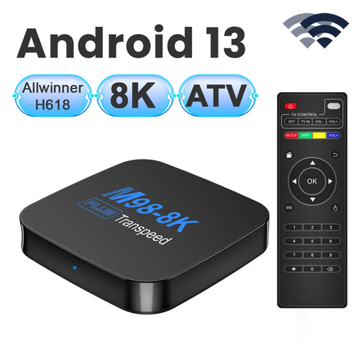 Transpeed Android 13 Allwinner H618 TV Box ATV With TV Apps 8K 4K Dual Wifi Quad Core Cortex A53 BT5.0 Set top box