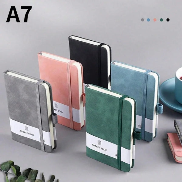 1pc A7 Pocket Notebook Journals, Small Notepad Notebooks For Note Taking.A7 Mini Note Pads With Pen Holder. 200 Pages notebooks