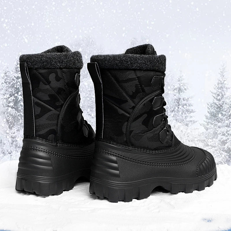 Men's high-top casual snow boots winter light warm velvet cotton boots soft sole non-slip comfort outdoor thicken walking boots