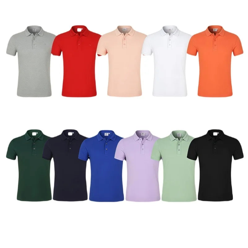 High-End Pure Cotton Polo Shirt Short Sleeve Turn-down Collar Corporate  Workwear Group Meetings  custom Embroidered Logo