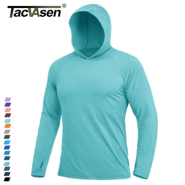 TACVASEN UPF 50+ Sun Protection Hoodie Shirts Men's Long Sleeve T-shirts Lightweight Quick Dry Pullovers Swim Fishing Tee Tops