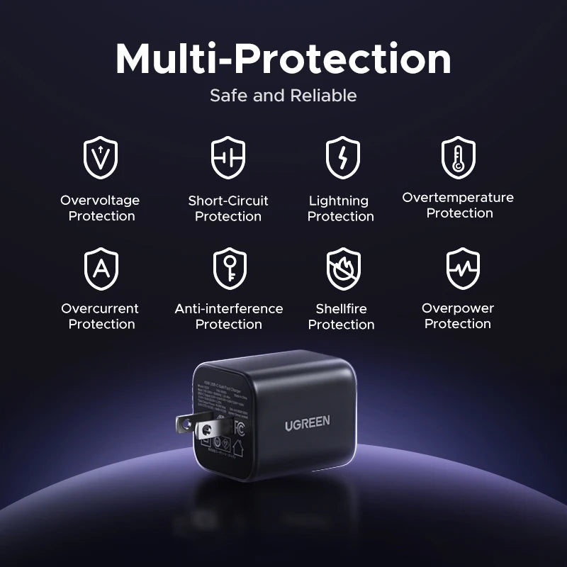 UGREEN 45W GaN Charger PD3.0 PPS QC3.0 Quick Charge For Samsung S26 S25 Ultra iPhone 18 17 16 Pro Max iPad Tablet Fast Charger