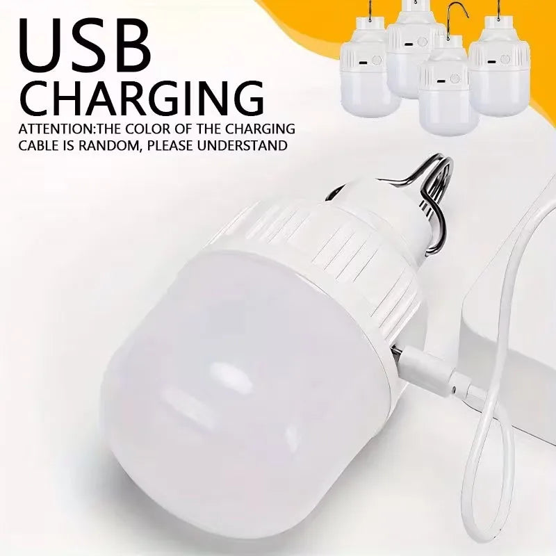 អំពូល LED ក្រៅផ្ទះដែលអាចសាកបានដោយ USB ពន្លឺខ្ពស់សម្រាប់ភ្ជាប់ជាមួយភ្លើងសង្គ្រោះបន្ទាន់សម្រាប់បោះតង់នេសាទ ចង្កៀងចល័តសម្រាប់ពេលយប់