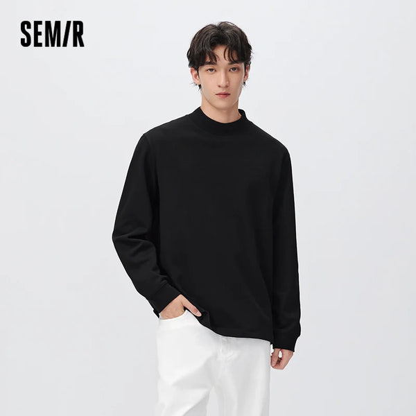 អាវយឺតប៉ាក់ Semir សម្រាប់បុរស ពណ៌រឹង ក សមល្មម ងាយស្រួលប្រើ រលុង 2026 រដូវរងាថ្មី សម្លៀកបំពាក់ប្រចាំថ្ងៃ ស្ទីលធម្មតាសម្រាប់ទីក្រុង ទូខោអាវប្រចាំថ្ងៃ