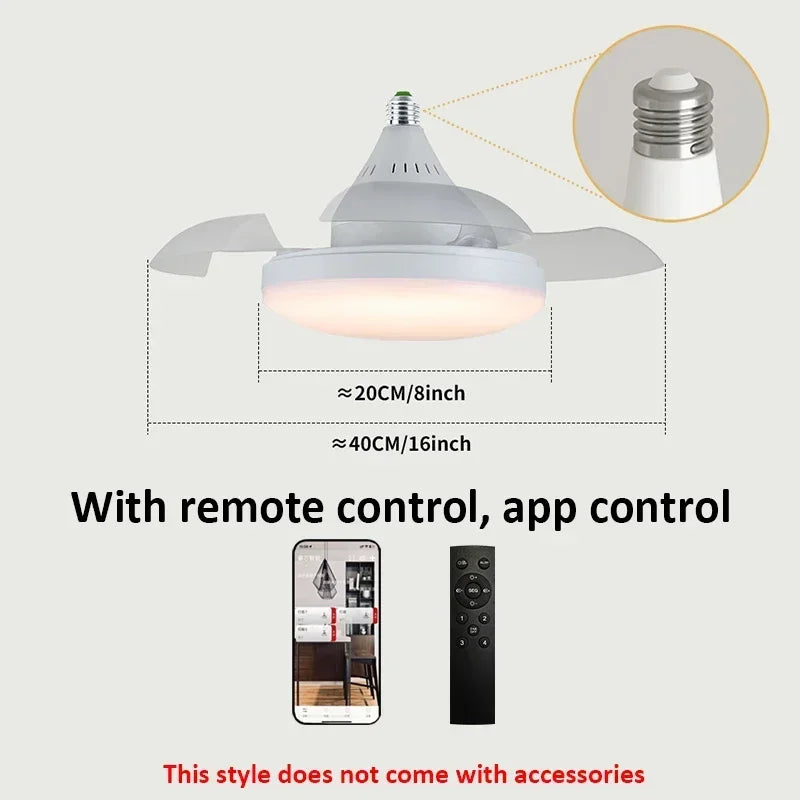 Ceiling Fan Light Crystal Lampshade Retractable Blades Fans APP and Remote Control Fans Light Modern and Simple Bedroom Lighting