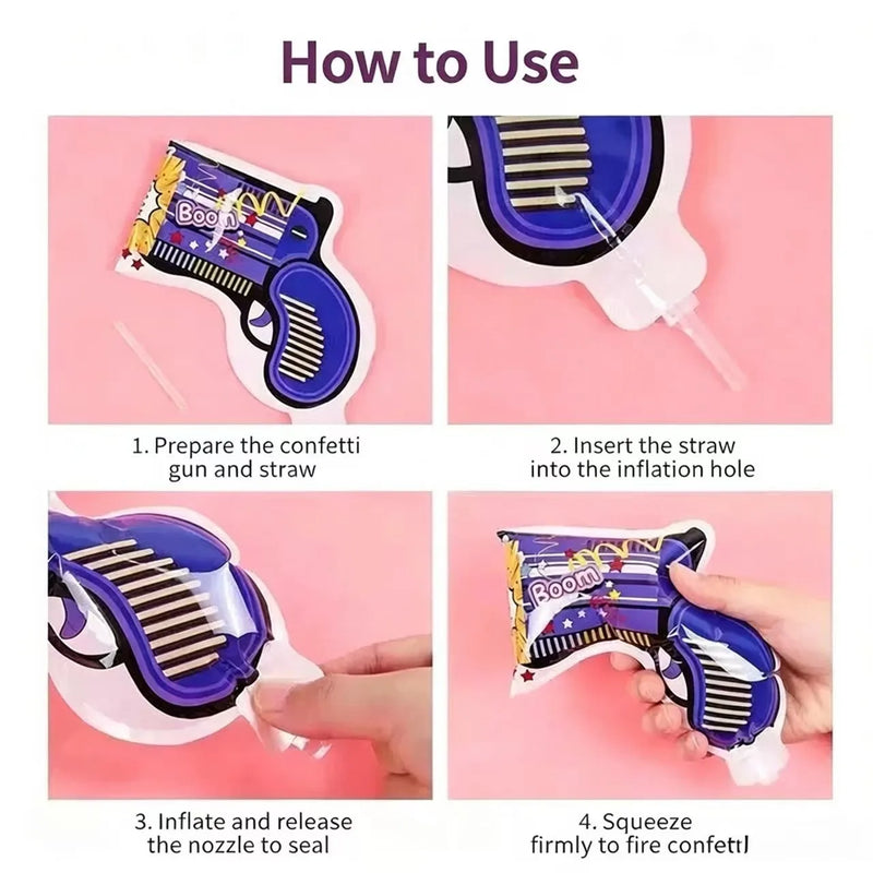 Handheld Inflatable Confetti Gun Party Popper Safe Confetti Shooter for Wedding Birthday Graduation Kids Party Celebrations