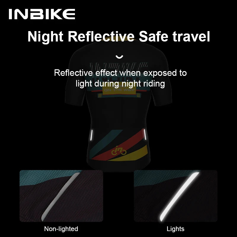 INBIKE 2025 Cycling Jersey Man Short Sleeves Moisture Wicking Bike Cycle Jersey with Pocket MTB Full Zip Cycling Clothes for Men